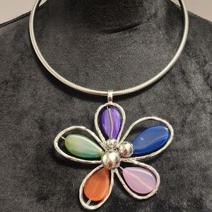 Silvertone Stone Necklace